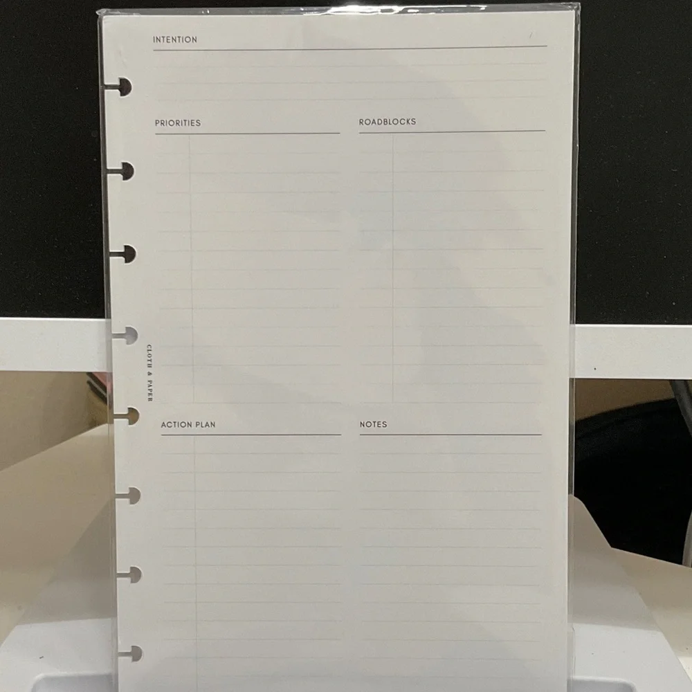 Cloth & Paper Daily Intention inserts in half letter size